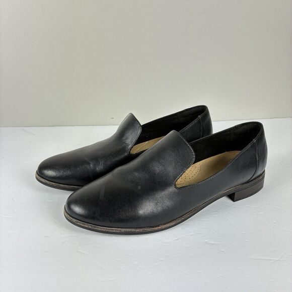 Clarks Trish Loafers Flats Womens Sz 12 Black Slip On Ultimate Comfort Driving - Picture 1 of 7